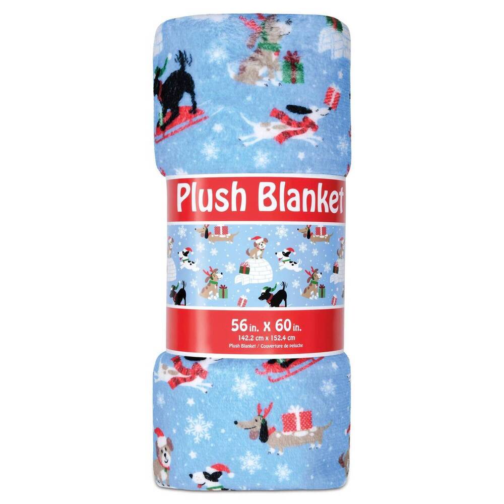 NEW ISCREAM merry dog-mas plush blanket in multi